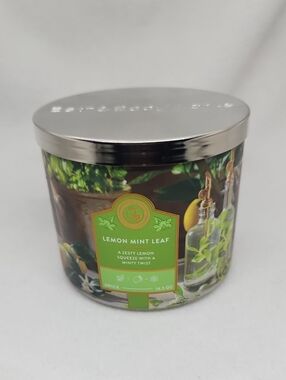 Bath & Body Works Lemon Mint Leaf 3-Wick Candle New